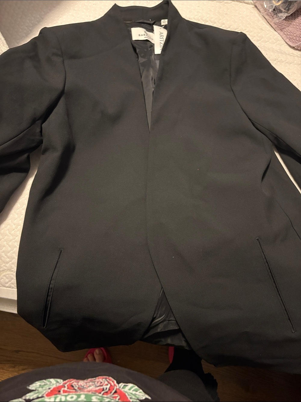 Aritzia Black Minimal Open-Front Blazer
